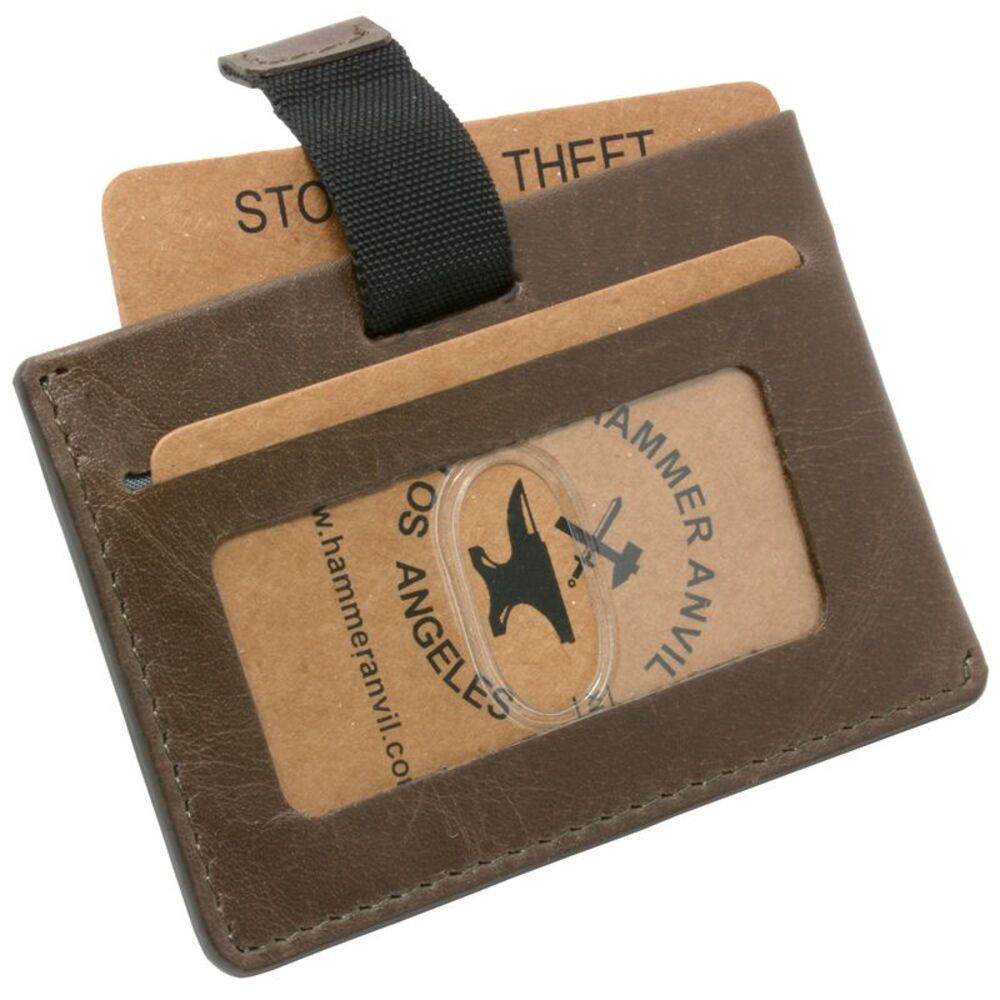 Hammer Anvil Mens Minimalist Front Pocket Wallet RFID Safe Leather Easy Pull Tab